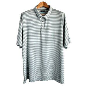 Sage Green Striped Golf Shirt, Men's XXL PGATOUR Polo Embroidered Sleeve Logo